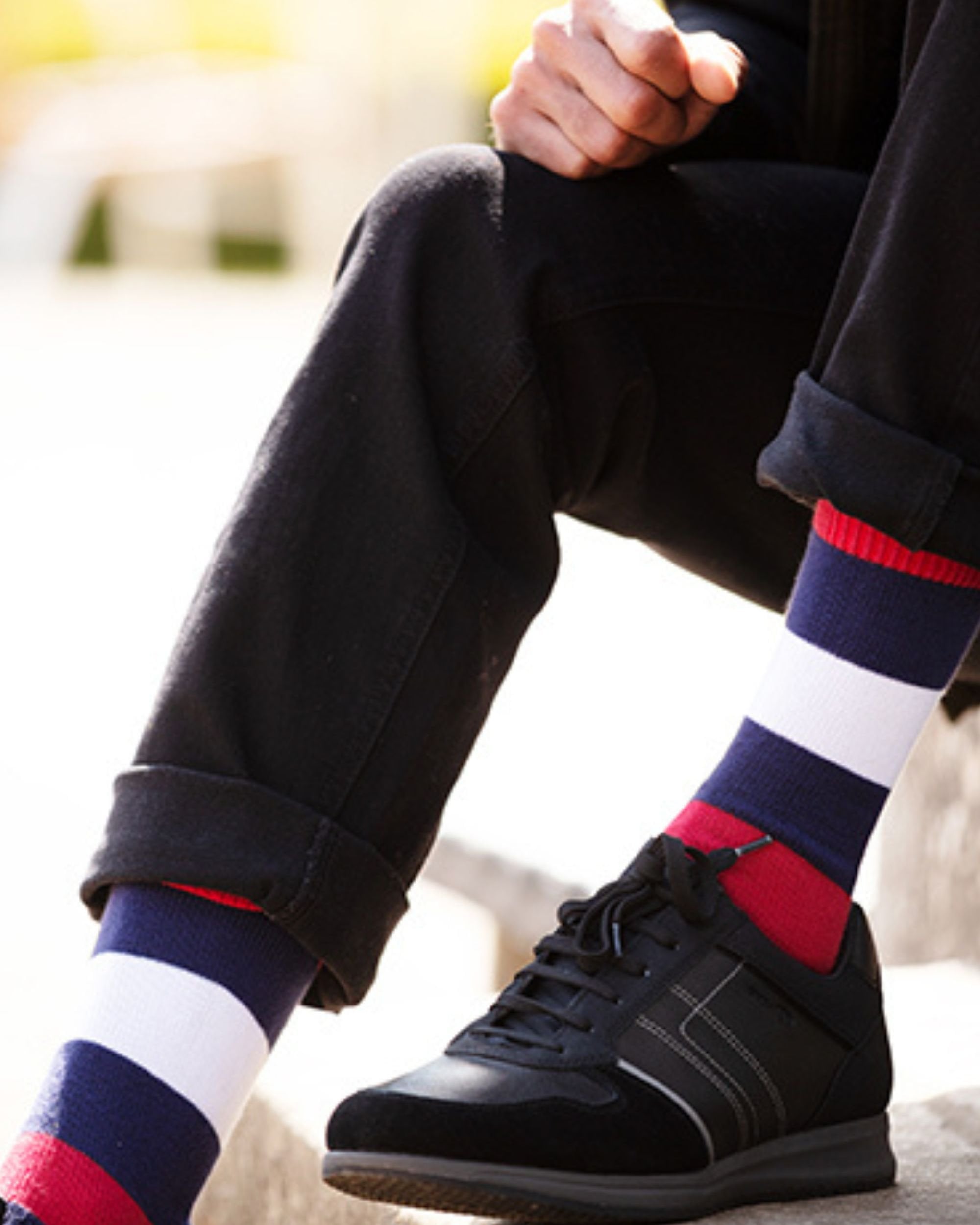 Striped Cotton Socks ~ Redcurrant