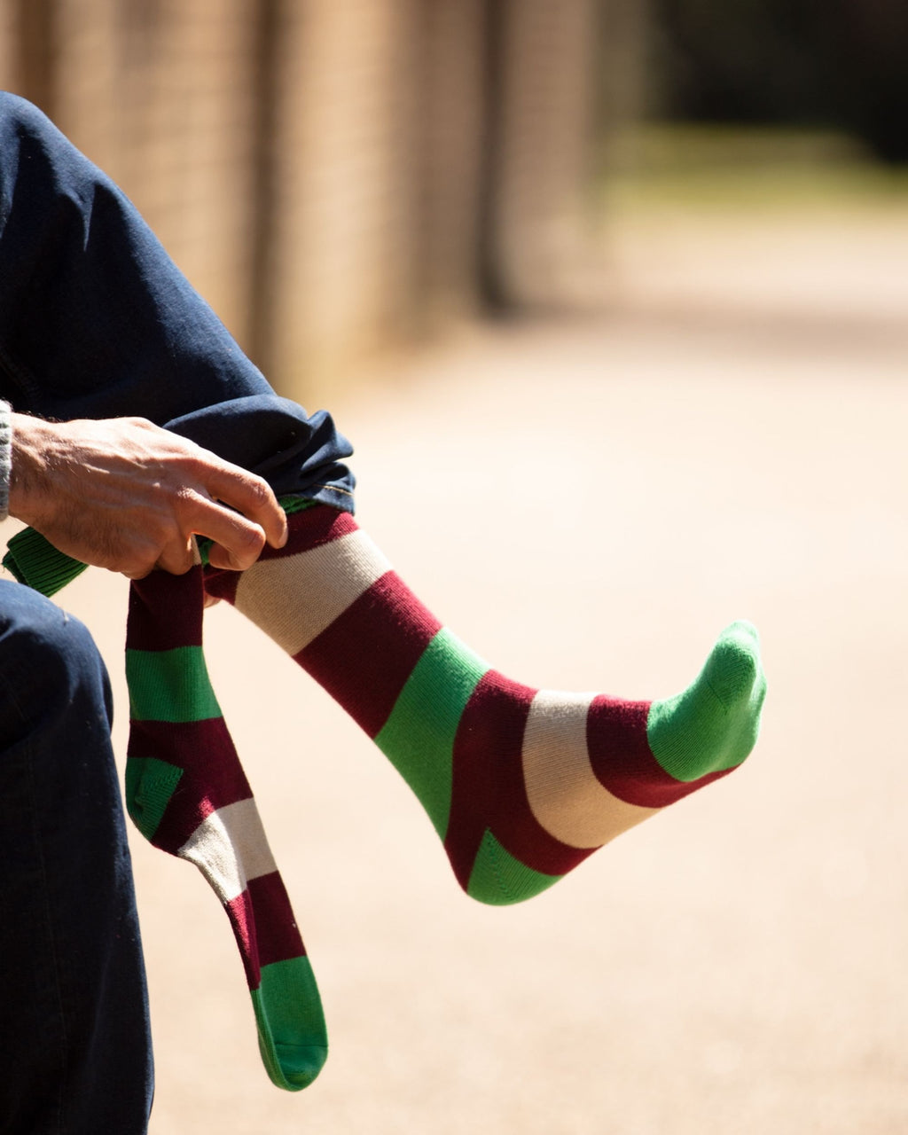Striped Cotton Socks ~ Emerald