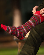 Fairisle Socks ~ Tartan Red