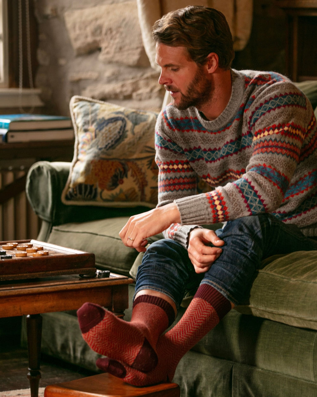 Herringbone Socks ~ Mulberry