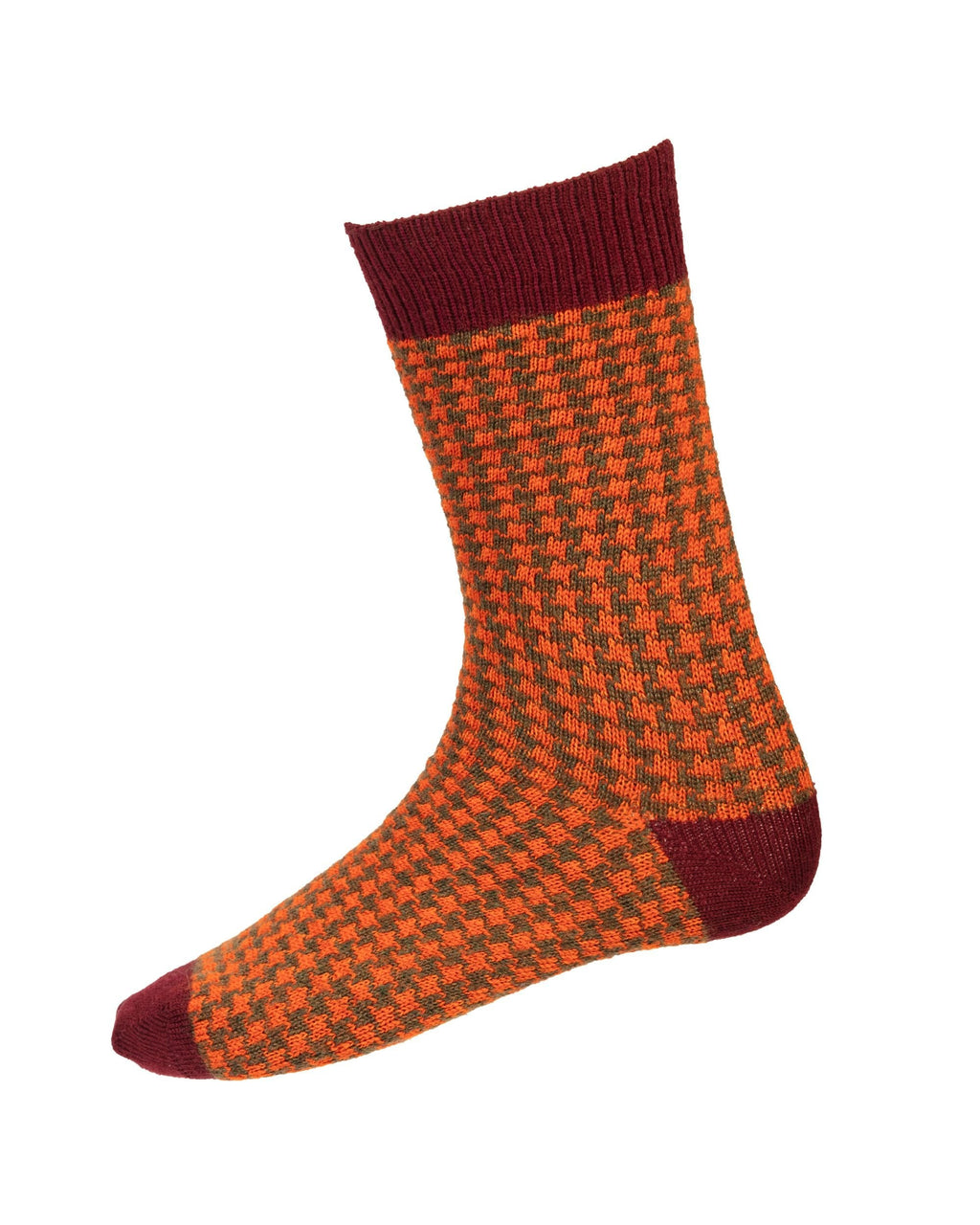 Houndstooth Socks ~ Burgundy