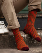 Houndstooth Socks ~ Burgundy