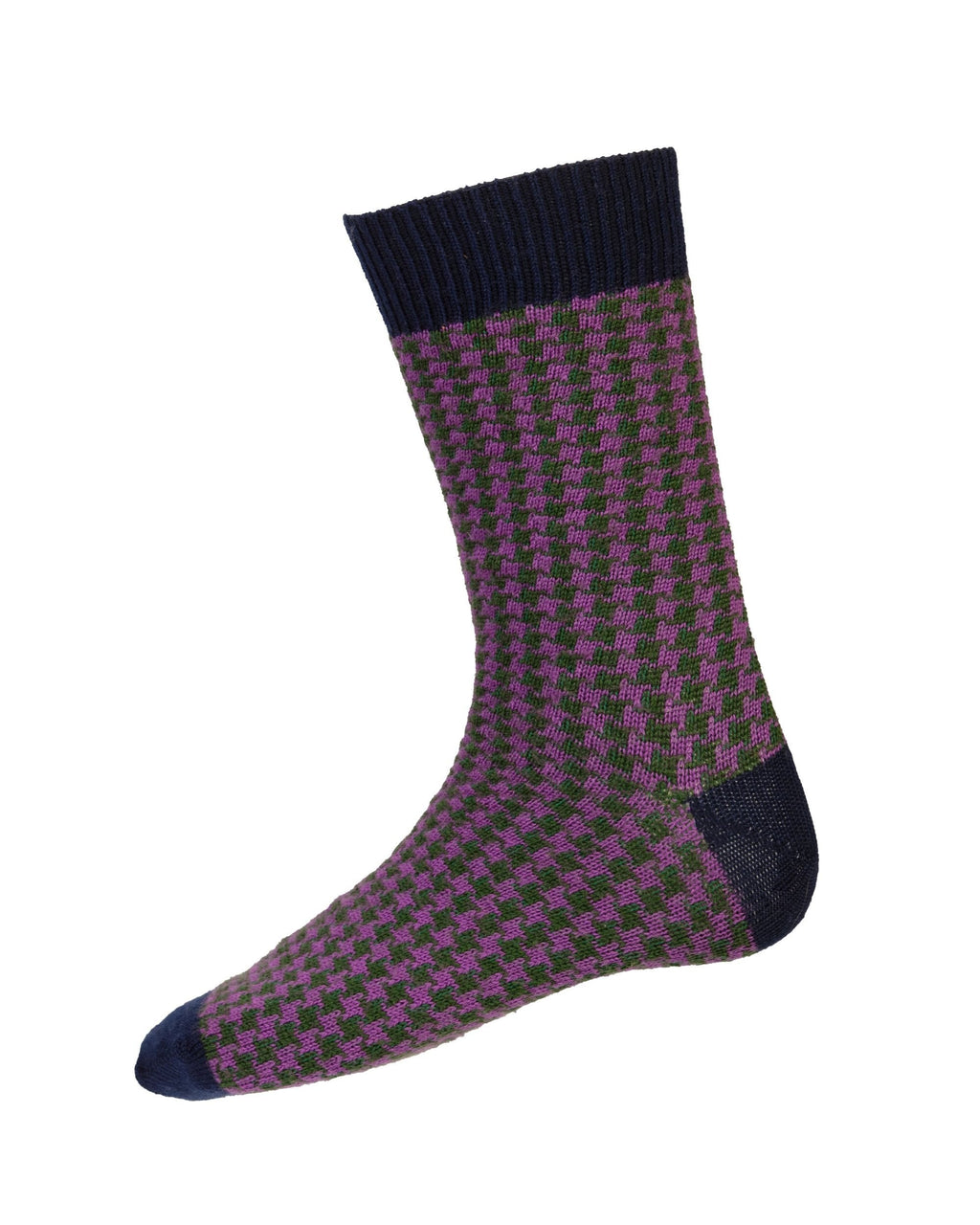 Houndstooth Socks ~ Navy