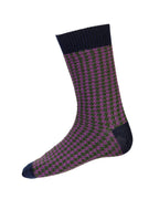 Houndstooth Socks ~ Navy