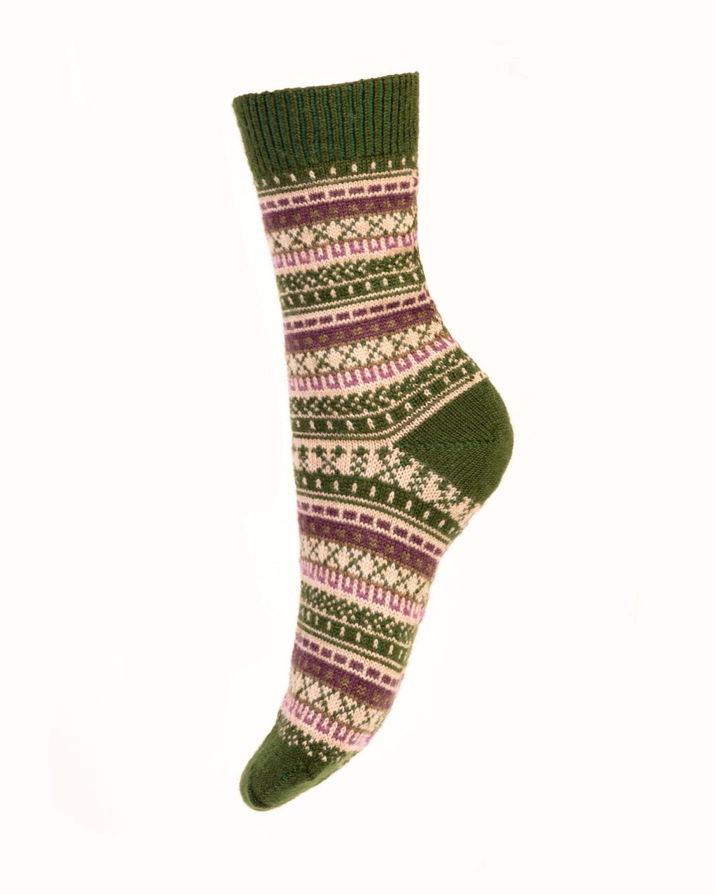 Ladies Fairisle Socks ~ Ivy Green