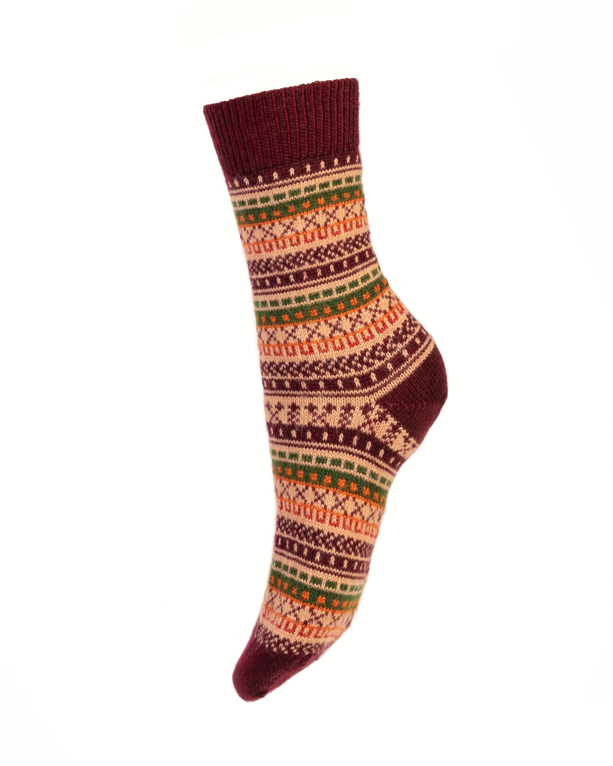 Ladies Fairisle Socks ~ Mulberry