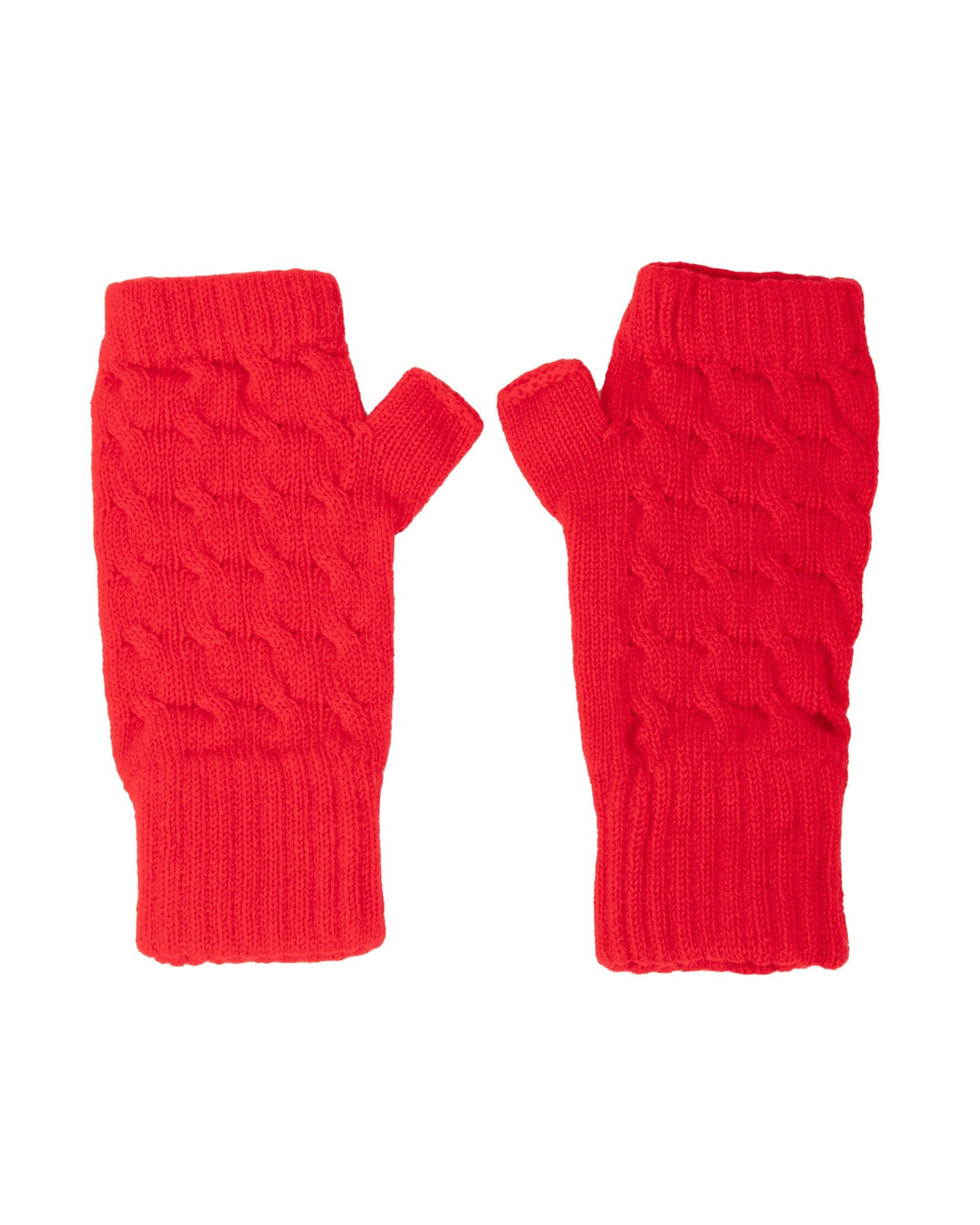 Ladies Cashmere Cable Wrist Warmers ~ Crimson