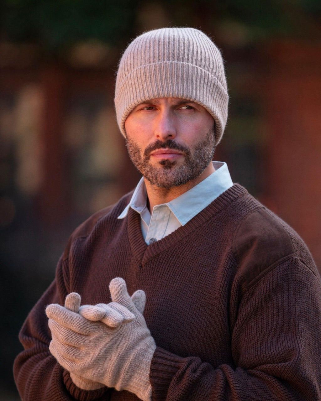 Cashmere Ribbed Beanie ~ Fawn