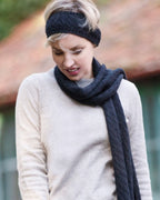 Ladies Cashmere Cable Headband ~ Black
