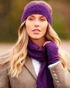 Ladies Cashmere Cable Headband ~ Plum