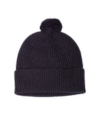 Cashmere Pom Pom Beanie ~ Navy