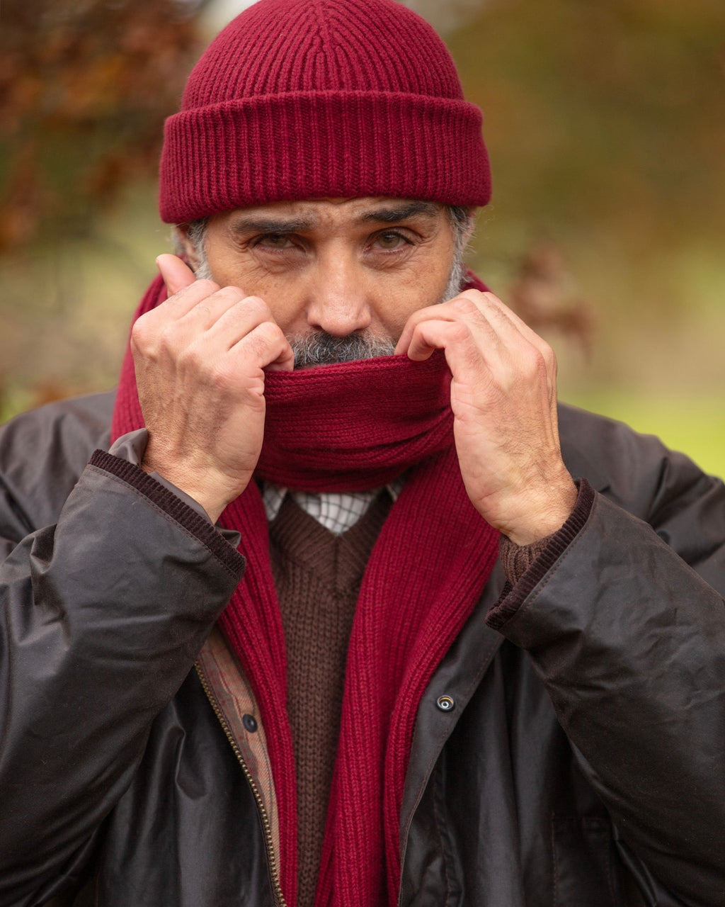 Cashmere Ribbed Scarf ~ Burgundy