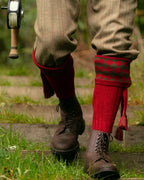 Chessboard Socks ~ Brick Red